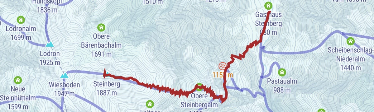 Route map: Skitour Steinbergstein